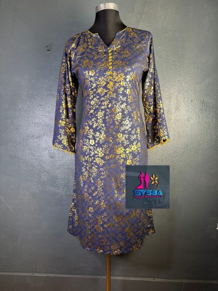 Blue Golden Print Tops